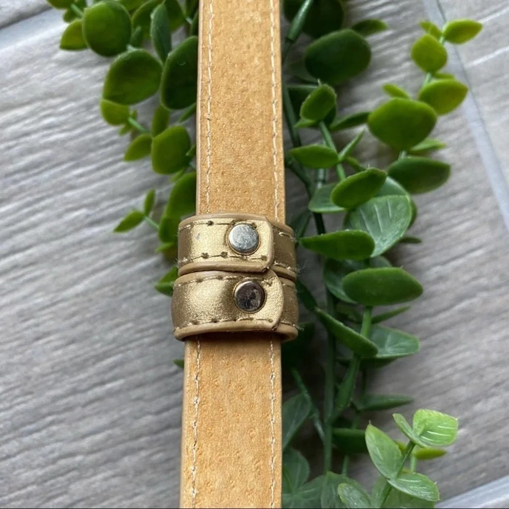 Metallic Gold Crystal embellished Hook buckle belt Medium